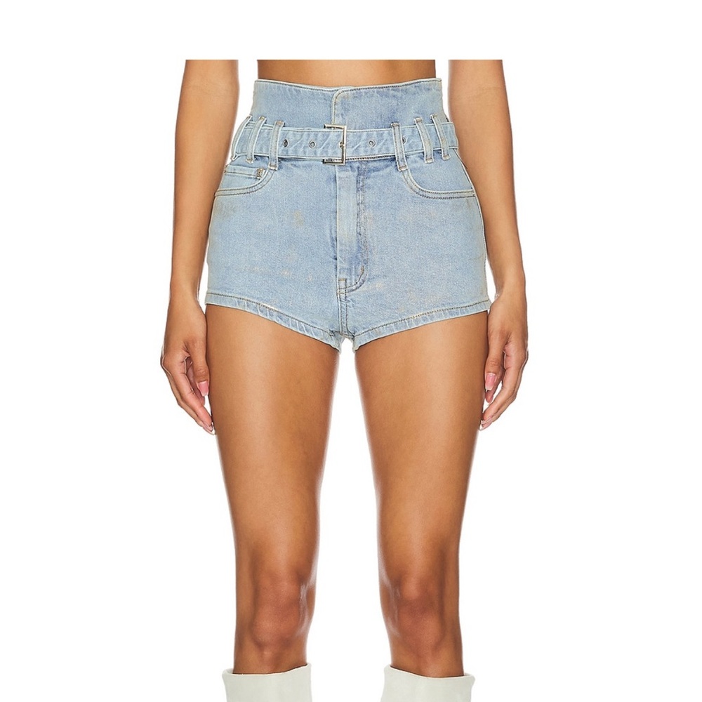 AFRM Sheyla Gold Metallic denim shorts, sz 25